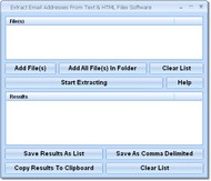 Extract Email Addresses From Text & HTML Files Software screenshot